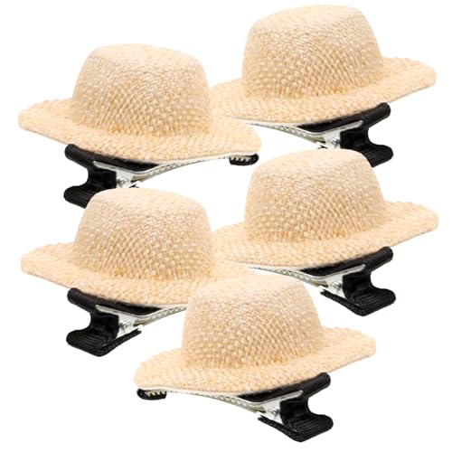 minkissy 5 Stck. Kleine Strohhut-haarnadel Kleinkind Kleine Hut-haarspange Jay Mini Sachen Für Mädchen Haarspangen Für Mädchen Haarklammern Winzig Hallo Metall Khaki von minkissy