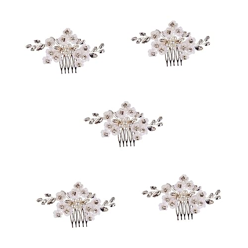 minkissy Braut Haarspange 5st Brautkamm Perle Haarkämme Für Frauen Haarschmuck Hochzeit Haarkämme Braut Haar Kopfschmuck Weiß Hochzeitskleid Farberhaltender Kupferdraht Aus Weicher Keramik von minkissy