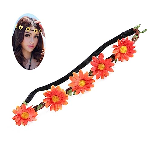 minkissy Haarband 5 Stück Damen-Stirnbänder Blumen-Kopfbedeckung Künstlicher Kranz Künstliche Sonnenblumen Ausgefallene Haargummis Boho-Haar-Accessoires Blumenkranz Haarring Kopfbedeckung von minkissy