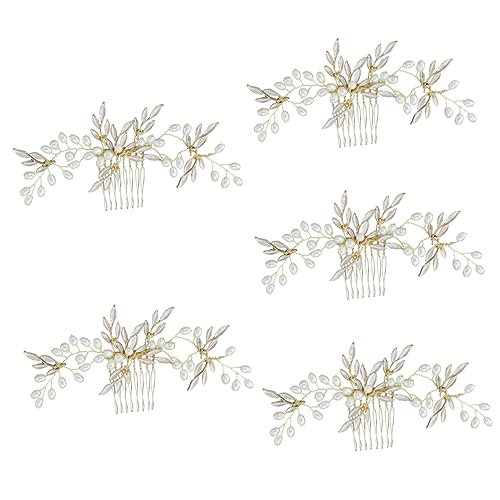 minkissy 5 Stück Kamm Perlenkopf Accessoires Hochzeit Haarspange Blätter Handgemachter Schmuck Braut Birne von minkissy