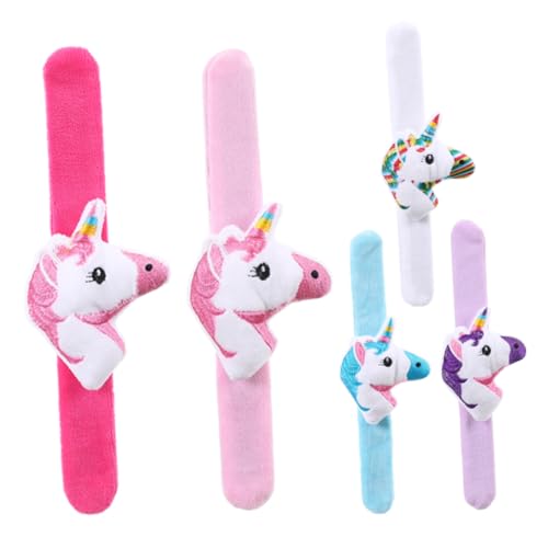 minkissy 5stücke Einhorn Slap Armband Aus Plüsch Cartoon Tier Schlagarmband Party Zubehör Bequeme Trageform Langlebiges Material Gemischte Farben Für Geburtstage Und Feiertage von minkissy