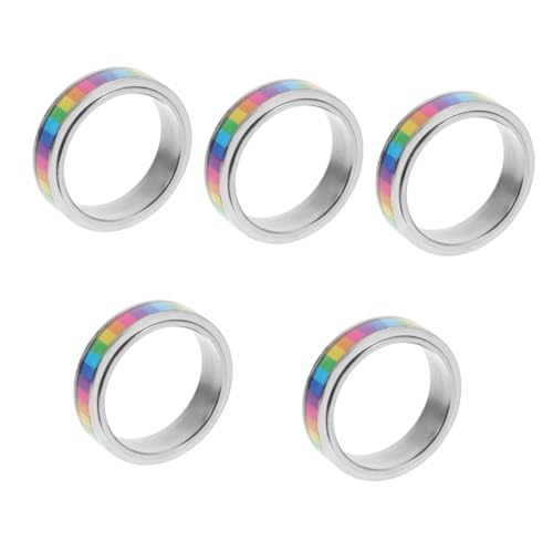 minkissy 5 Stück Regenbogenring für Lgbtq Lesbischer Ring Strapazierfähigem Legierungsmaterial Modisches für Partys Tänze Besondere Anlässe mit Komfortabler Glatter Oberfläche von minkissy