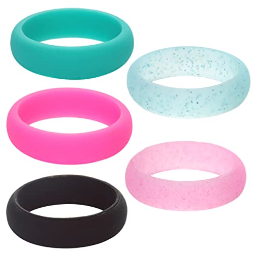 minkissy 5 Stück Silikon Finger Ringe Glitzer Verstellbare Silikonringe für Damen Herren für Partys Hochzeiten Alltägliches Hautfreundlich Langlebig Zufällige Farbe von minkissy