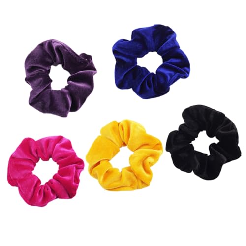 minkissy 5 Stück Teiliges Stretch Haarbänder aus weichem Samt Elastische Haarschleifen für Damen und Mädchen Zuverlässiger Griff für Pferdeschwanz und Alltagslook Modisches von minkissy