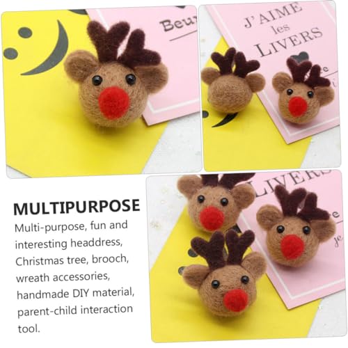 minkissy 5 Stück Teiliges Weihnachts Haaraccessoire Filz Brosche DIY Material Braun für Festliche Haardeko und Weihnachtsbaum Schmuck von minkissy