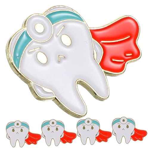 minkissy 5 Stück Zahn Broschen Metall Anstecknadeln Cartoon Design Modeaccessoire für Kleidung Jacke Tasche Rucksack Mundgesundheit Kompakt und Leicht zu Tragen von minkissy