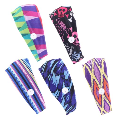 minkissy 5 Stück Baumwoll-stirnbänder mit Verschiedenen Mustern Sport-wickelknopf für Yoga Outdoor-aktivitäten Workout und Mode von minkissy