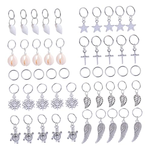 minkissy 50 Stück Teiliges Haarringe aus Silberfarbenem Metall DIY Haarzopf Schmuck mit Stern motiven Modische Haar dekoration für Party Hochzeit und Festival von minkissy