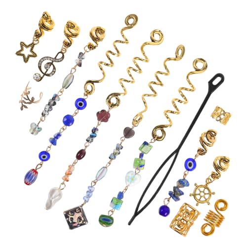 minkissy 50stücke Metall Spirale Haar Manschetten Mit Blau Auge Stein Für Frauen Mädchen Dreadlock Haar Zubehör Ringe Schmuck Dekoration von minkissy