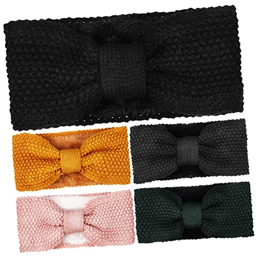 minkissy 5 Stück Gestrickte Knoten Haarbänder Elastische Kopfbedeckung Für Damen Vielseitig Einsetzbar Farbenfroh (rosa Ingwer Dunkelgrün Tiefgrau Schwarz) Accessoire Für Fitness von minkissy