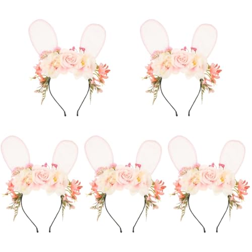 minkissy 5St Hasenohr Stirnband kinder haarschmuck kids hair accessories Haargummi Haarband Stirnband mit Tierohren süßes Stirnband Blumen künstliche schmücken Kopfbedeckung Stoff von minkissy