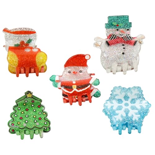minkissy 5St Weihnachtsclip Haarspangen schnappen kleines Mädchen Miniclips haarspange weihnachten weihnachts haarspangen niedliche Haaraccessoires Haarklammern für lange Haare Plastik von minkissy