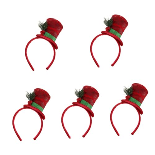 minkissy 5St Zylinder-Stirnband für Frauen Weihnachtshaarband Weihnachtsgeschenke Kappen Haarschmuck Weihnachtsmütze-Stirnband Weihnachtsstirnband Mädchen Hut Schal Kopftaste Fräulein rot von minkissy