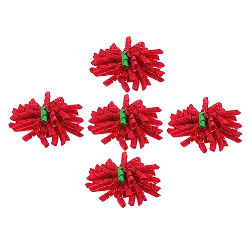 minkissy 5st Lockige Haarspange Rentier-kopfschmuck Weihnachtskorker Haarspange Farbige Haarspangen Für Mädchen Weihnachts-haarspangen Alligator-haarspange Polyester Schleife Niedlich Kind von minkissy