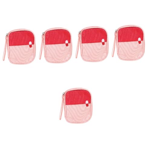 minkissy 5St tragbare Medizintasche Medikamententasche Aufbewahrungstasche für Medikamente Wanderapotheke medizinische Tasche Medical Bag Medizinbeutel Pillendose klein Oxford-Stoff Rosa von minkissy