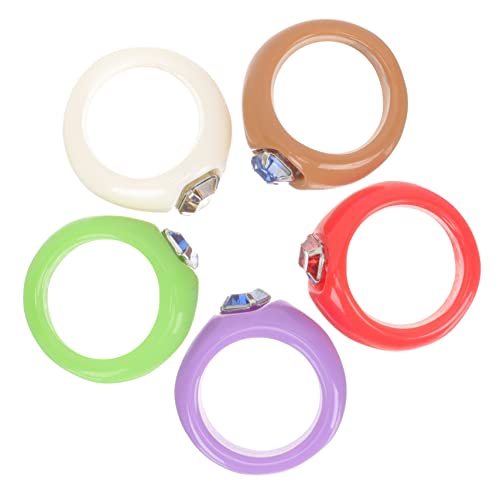 minkissy 5stücke Teiliges Resin Finger Ring Mit Strass Kreative Ringe in Rot Grün Und Violett Für Stilvolle Finger-dekoration Und Geschenke von minkissy