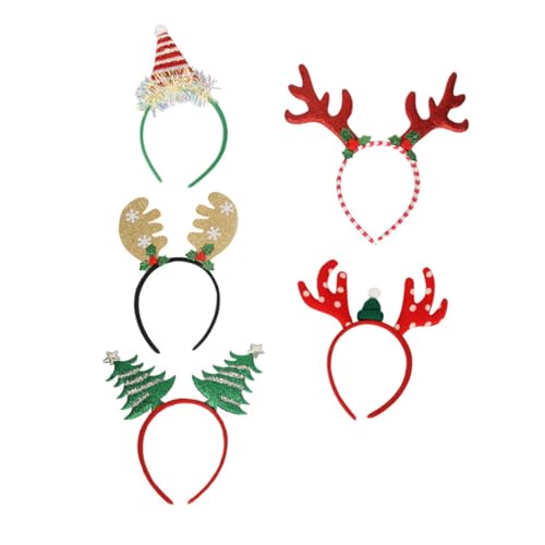 minkissy Schicke Weihnachtsmannmützen Für Kinder 5er-pack Haarbänder Mit Rentiergeweih Weihnachtsbedarf Haarschmuck von minkissy