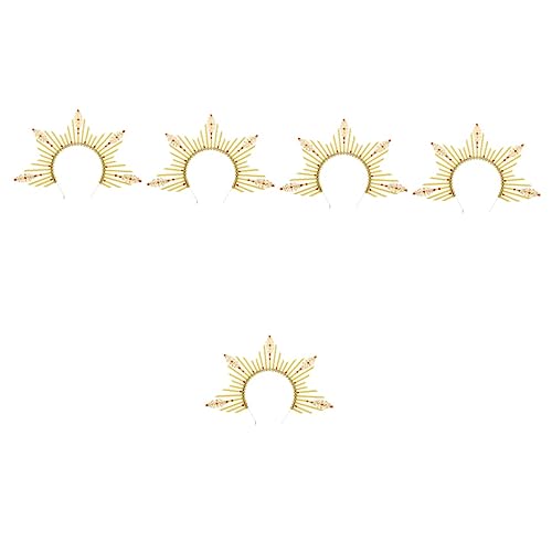 minkissy 5pcs Our Lady's Halo Headband Silver Headpiece Princess Costumes Cosplay Outfits Embellished Headbands for Women Virgin Headband Spike Sun Headband Goddess Hair Clasp Gothic Yellow von minkissy