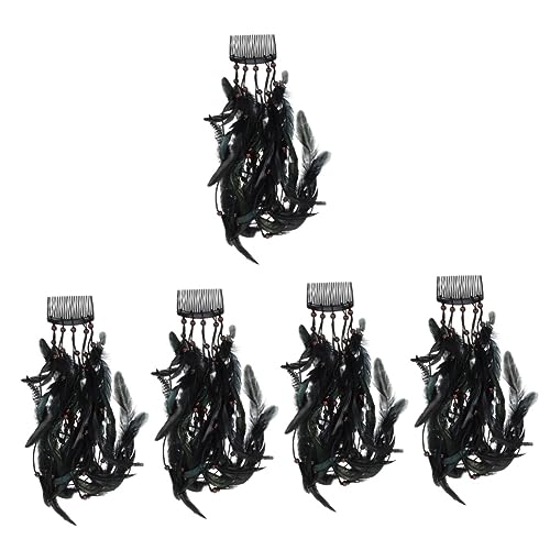 minkissy 5pcs hair accessories decor girls headband hair claw clips for women hair band peacock hair clip hair ribbons for women decorative plume tassel headdress Gift von minkissy