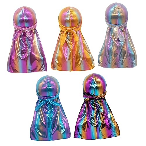 minkissy 5st Hut Hijab Für Kinder Schlagkopfbedeckung Duschhaube Für Herren Damen Nachtmütze Schlafmütze Aus Satin Satinbad Schlafmütze Für Frauen Mann Haar Kapuze Lasertuch Aus Polyester von minkissy