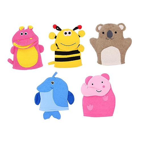 minkissy 5st Tierisches Badetuch Tiere Badehandschuh Für Babys -dusche-handschuh Waschlappen Für -badehandschuhe Waschlappen Für Babybadewannen Körperpeeling Schwammpolyesterfaser von minkissy