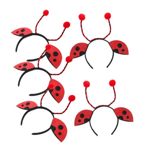 minkissy 5stücke Marienkäfer-stirnband Mit Haarreifen Antennen-haarband Für Party Frühlings-outfit Detaillierte Marienkäfer-ornamente Weiches Material Vielseitiges Styling von minkissy