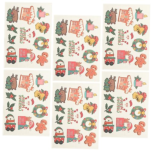 minkissy 6blätter Weihnachten Temporäre Tattoos Für Mädchen Und Erwachsene Bunte Cartoon Aufkleber Für Partygeschenke Und Festtagsdeko Hautfreundlich Und Wasserfest von minkissy