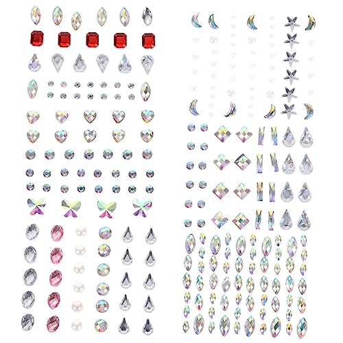 minkissy 6blätter Glitzernde Gesichtsschmuck-sticker Mit Strasssteinen Teiliges Für Festivals Partys Und Cosplay Selbstklebend Für Kreative Gesichtsmalerei Und Dekoration von minkissy
