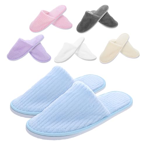 minkissy 6 Paare Bunte Hotel-Hausschuhe Unisex Waschbare Geschlossene Slipper Rutschfest Für Gäste Spa Innenbereich Reise Leicht Komfortabel von minkissy