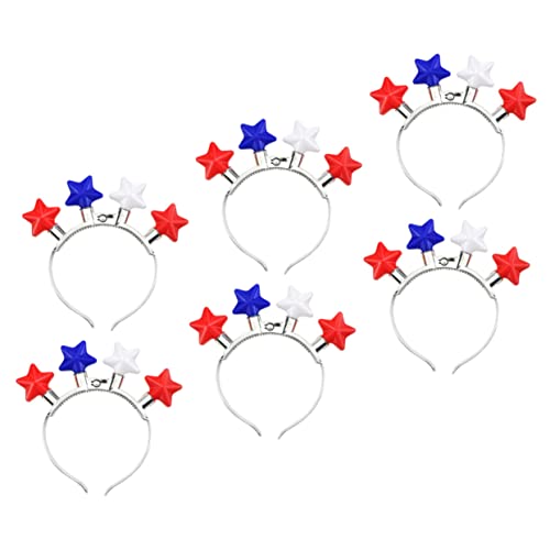 minkissy 6 Pcs Headband Plastic Tiara Plastic Headband Girls Headbands Independence LED Star Headwear Independence Day Hairband Independence Day Star Headbands Festival Hair Bands Pentagram von minkissy