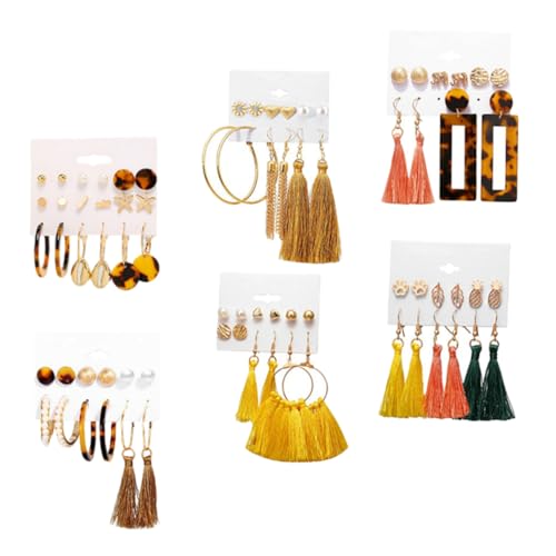 minkissy 6 Sätze Boho Ohrstecker Damen Ohrschmuck mit Anhängern Modische Tropfen Ohrhänger Leichte Dangle Ohrringe im Bohemian Stil Vielseitiges Schmuckset für Alltag und von minkissy