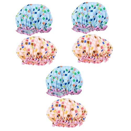 minkissy 6 Stk Damen Badehut Dusche Verdicken Spa Wasserdichte Kappe Wasserdichter Badehut Wiederverwendbare Badehaube Badekappen Aus Polyester Polyesterbad Optional Fräulein Duschhaube von minkissy