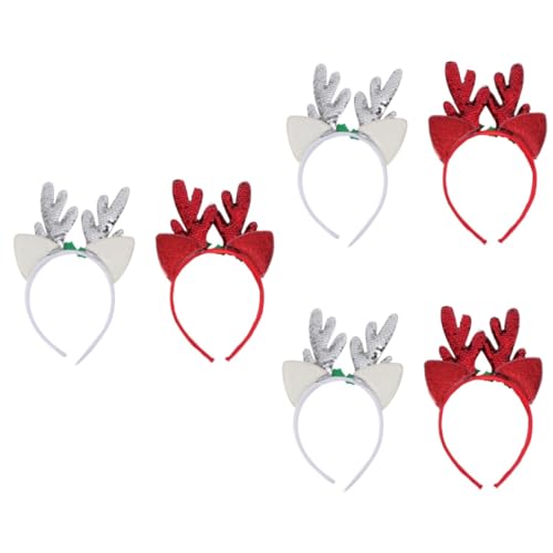 minkissy 6 Geweih Stirnband Weihnachten Rentier Stirnband Weihnachtsstirnbänder für christmas haarreif christmas headband Weihnachtskopfbedeckung Weihnachtsstirnband Pailletten von minkissy