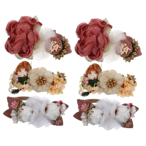 minkissy 6 Stk Haarschmuck für Kinder hair accessories kinder haargummis Haarband Blumenmädchen Haarschmuck Blumenstirnband für Mädchen Blumenstirnband für Kinder elastisch Stirnband von minkissy