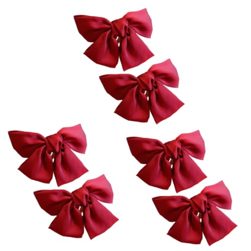 minkissy 6 Haarspange mit roter Schleife große Bogenspange Bowknot-Haarspange für Baby-Haarspangen haarschmuck Hündchen großer Bogen Haarseil Kopfbedeckung Kleine Krawatte von minkissy