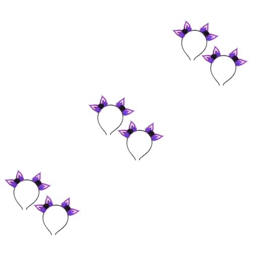 minkissy 6 Stk Stirnbänder Kopfschmuck für Mädchen Haarkugel Ohr Kopfschmuck Pulverflasche Haarreifen Ohrring lila Stirnband Haarschmuck für Kinder Party-Haare behaart Kopfbedeckung Violett von minkissy