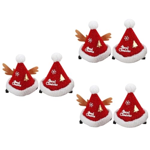 minkissy 6 Stk kinder haarspangen haarspange kinder festliche Bobby-Haarspange Geweih Haarnadeln haarschmuck Weihnachtsmann Haarspange Weihnachtshaarnadel Weihnachten Weihnachtsmütze Hut von minkissy