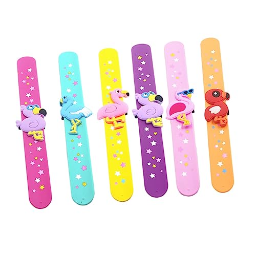 minkissy 6 Stück Flamingo Silikon Schnapparmbänder für Kinder Bunte Schlagarmbänder für Jungen und Mädchen Party Favor Hautfreundlich und Flexibel von minkissy