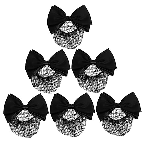 minkissy 6 Stück Haarschmuck Haarnetz für Balletttänzer Brötchen Netz Haarnetz für Dutts Bow Dutt Haarabdeckung Frauen Haarknoten Netz dutt haar abdeckung Stoff Black von minkissy