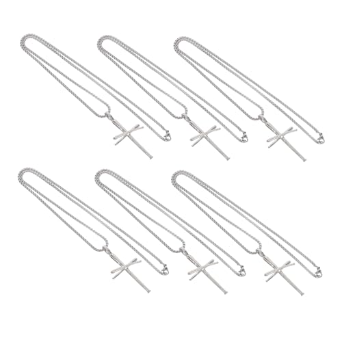 minkissy 6stücke Kreuz Halskette Für Männer Jungen Aus Edelstahl Mit Kruzifix Anhänger Silberfarben Streetwear-schmuck Für Baseball-liebhaber von minkissy