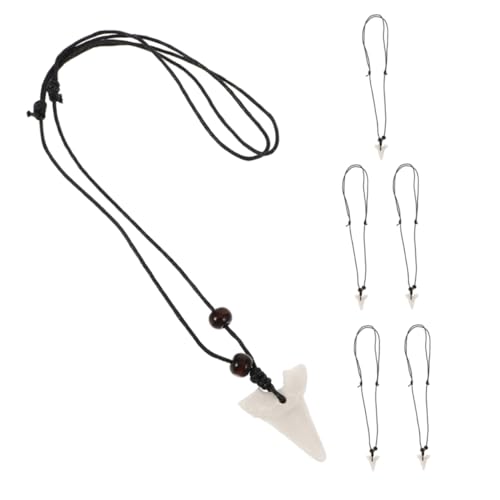 minkissy 6stücke Haifischzahn-halskette Mit Charm Gefälschter Haizahn-anhänger An Verstellbarer Kette Lässiger Herren-schmuck Strand Und Surf-motiv-halskette Für Männer von minkissy