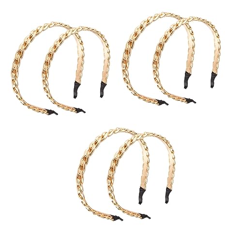 minkissy 6 Stück Kette Stirnband Fischschwanz Zöpfe Haarband Goldene Haarreifen Goldene Haarbänder Damen Stirnbänder Göttin Mode Haarschmuck Perlen Haar Hoop Gold Tiara Perücke Braut Metall von minkissy