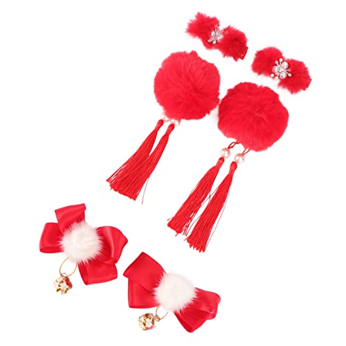 6st Fellknäuel Haarspange Kopfschmuck Neu Traditionelle Haaraccessoires Qipao-haarspange Hanfu Haarschmuck Haarspangen Mit Quasten Kinderanzug Weiß Band Mädchen Haarnadel Krawatte von minkissy