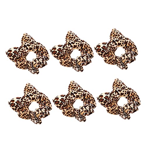 6st Leoparden-haargummi Scrunchie-haargummis Haarbänder Für Damenhaar Krauses Haarseil Leopardenhaarring Haargummis Für Frauen Halter Für Haargummis Persönlichkeit Stoff Fräulein von minkissy