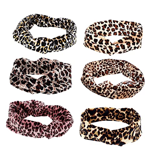 minkissy 6stücke Sport Stirnbänder Haarband Leopardenmuster Sports Damen Stirnband Sporthaarband Stirnband Leopard Damen Workout Stirnbänder Schweißbänder Haar Bands Für Laufen von minkissy