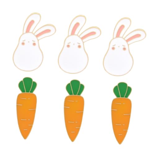 minkissy 6 Stück Niedliche Hasenbroschen mit Karotten Kreative Anstecknadeln für Dekoration Leichte Modeaccessoires für Pullover Taschen Hüte Geschenkidee für Damen von minkissy