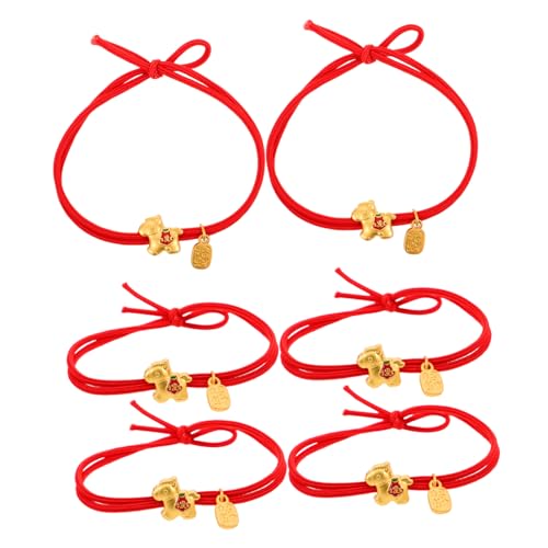 minkissy 6 Stück Rote Haarbänder Elastische Ponytail Holder Kein Haarschaden Haargummis Für Dickes Haar Frauen Mädchen Chinesisches Neujahrsfest Pferdejahr Accessoire von minkissy