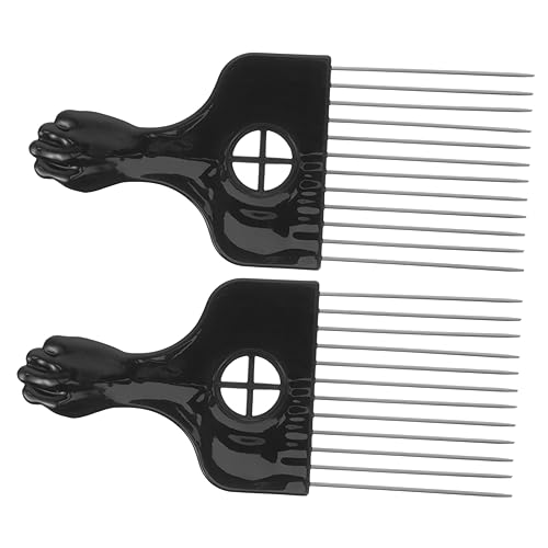 minkissy 6 Stk Stahlnadelkamm Afro-haarkamm Afro-zopf-pick Haarstäbchen Für Lockiges Haar Bartkamm Für Männer Afro-kamm Aus Metall Haarpickkamm Friseur-picks Plastik Mann Perücke Männlich von minkissy