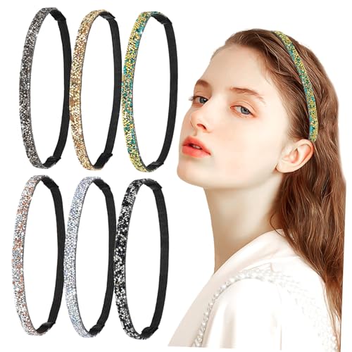 minkissy Modische Stirnbänder Strass-haargummis Elastische Stirnbänder Creolen Vielseitige Glitzer-kopfketten Für Besondere Anlässe von minkissy