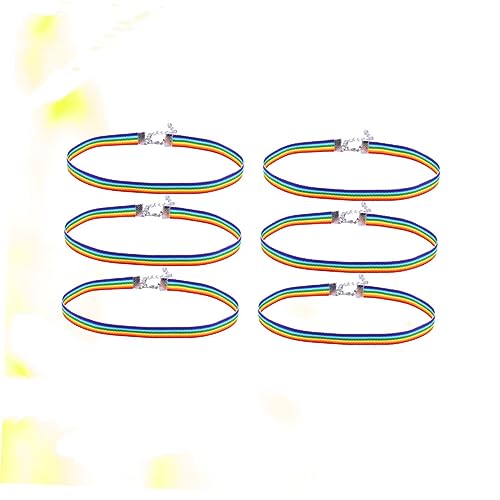 minkissy 6 Stück Teiliges Breites Regenbogen Choker Verstellbar Modisch Elegant für Mädchen Party Banquet Schmuck von minkissy